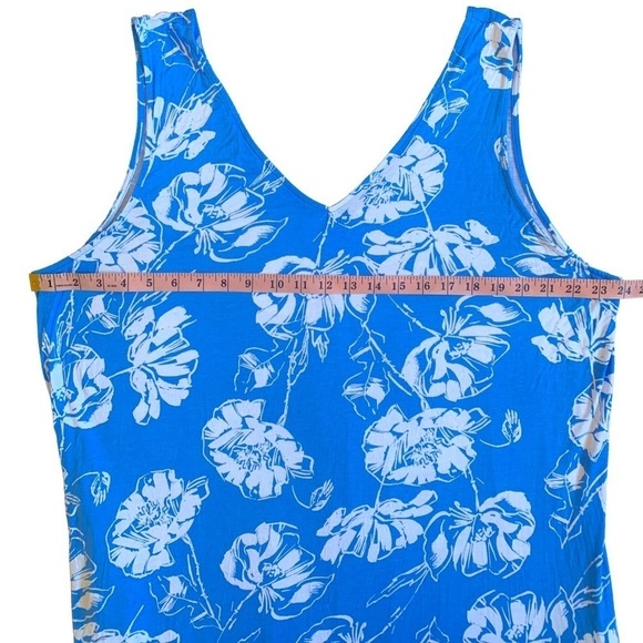 Joyspun Blue & White Floral Sleeveless Maxi Dress with Calf Side Splits - Picture 7 of 10